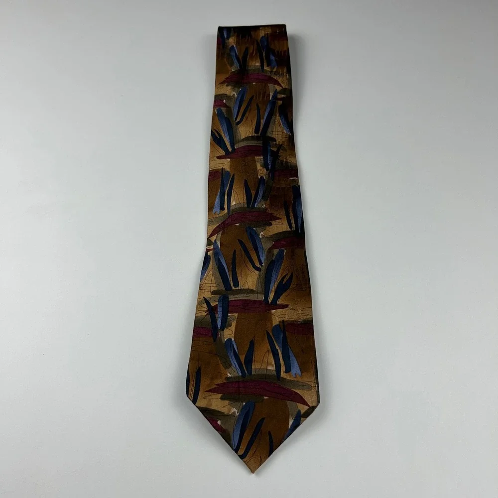 Vintage 1996 J. Garcia Oak Tree‎ Red Abstract 100% Silk Tie China